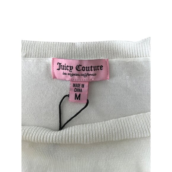 Juicy Couture Angel Womens Ivory Knit Crop Top With Rhinestone Detail Medium - Picture 10 of 14